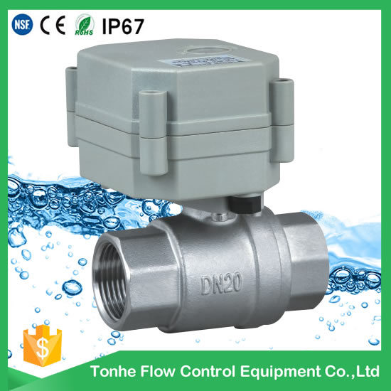 Dn20 NSF61 Electric Water Control Stainless Steel Ball Valve 5V