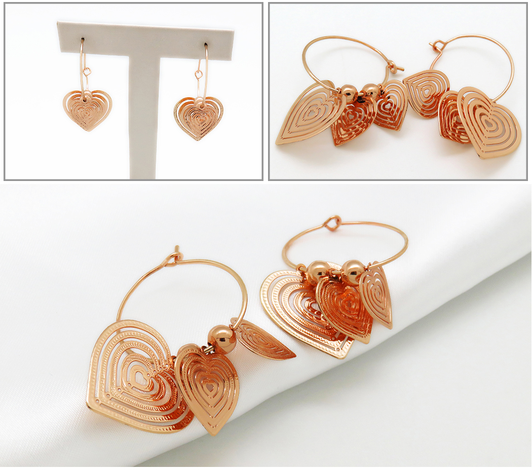 Fashion Gold Imitation Jewelry Women Earrings with Heart Design