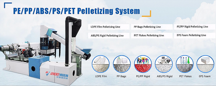 LDPE HDPE PE PP Plastic Film Single / Double Screw Extruder Pelletizing Granulating Line / Plastic Pellet / Granule Making Machine Acemien Company Manufacturer