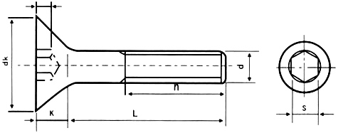 DIN GB ASTM Steel Hex Socket Countersunk Head Cap Screw