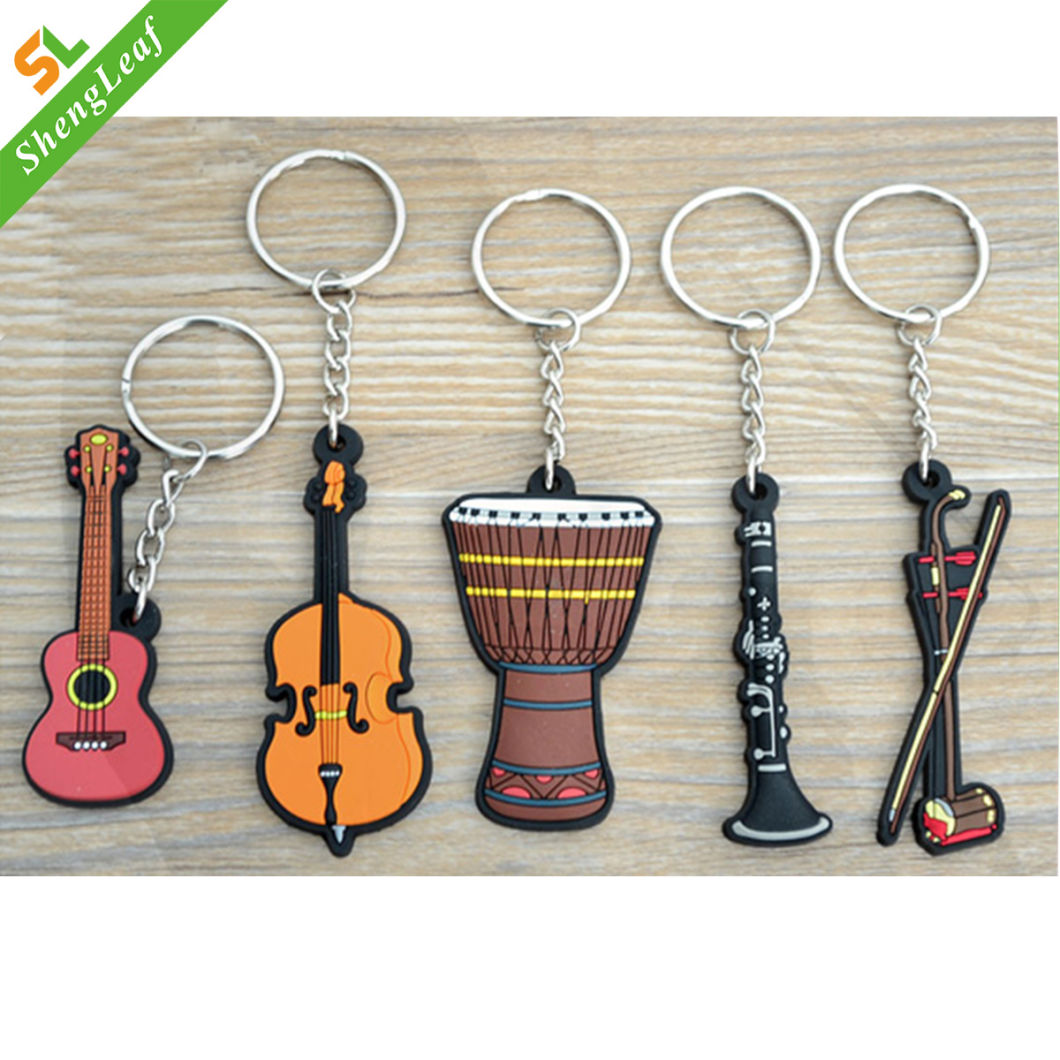 Music Tool Both Side Design Rubber Guitar Keychain