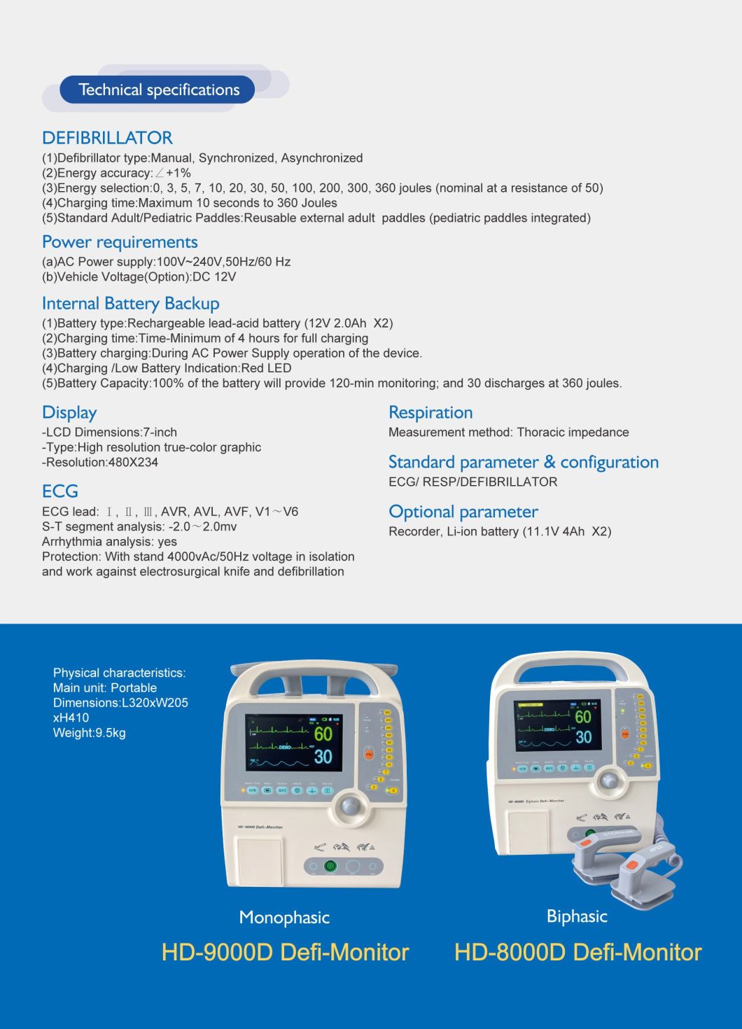 (Am-9000d) Monophasic & (Am-8000d) Biphasic Defibrillator
