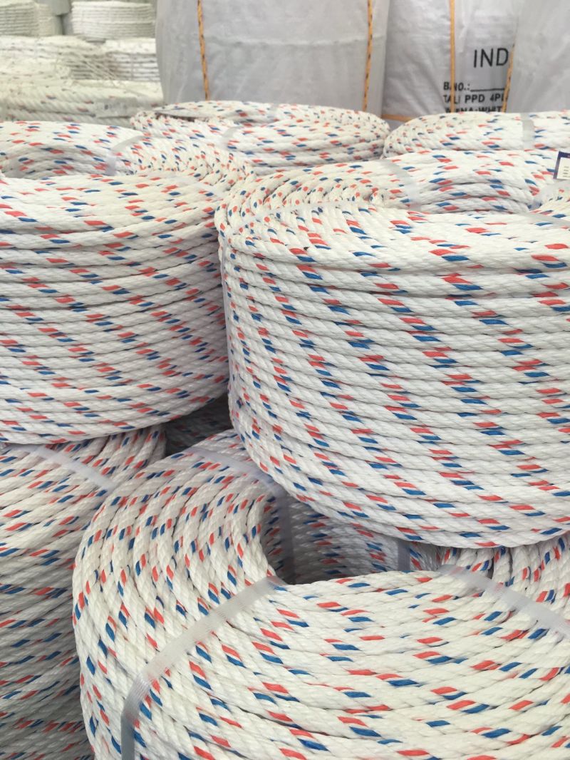 Premium Quality PP Ropes White with Blue & Red