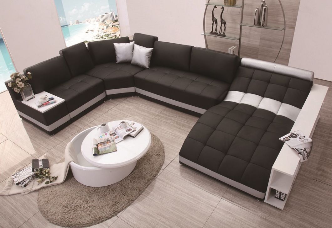 Italian Design Genuine Leather Sectional Bed for Villa Project
