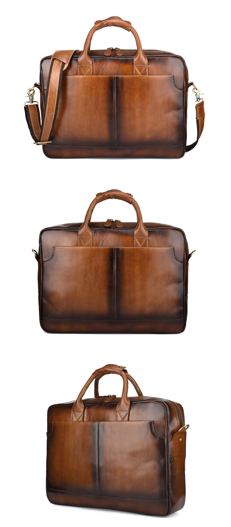 Factory Price Good Quality OEM Design Laptop Bag Vintage Brown Leather Men Briefcase