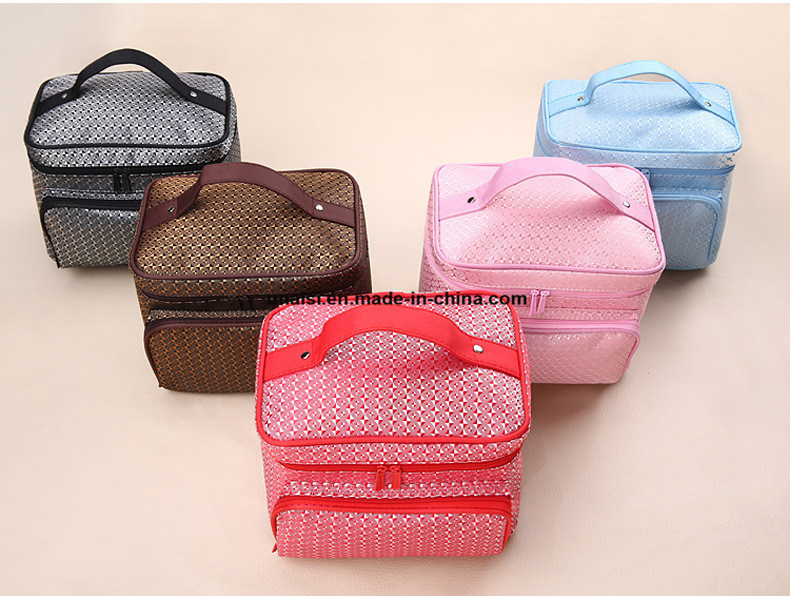 Large Capacity Toiletry Carry Bag Cosmetic Case with Brushes Holder