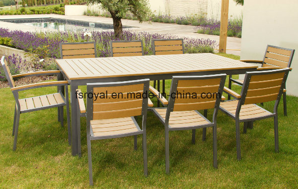 Patio Gaden Home Hotel Office Aluminum Wood Dining Table and Chair