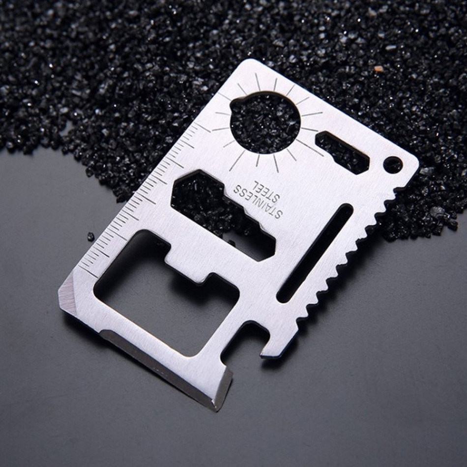 Multi Tools 11 in 1 Multifunction Outdoor Hunting Survival Camping Pocket Military Credit Card Knife Silver