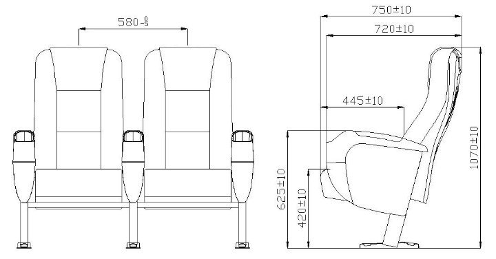 Multiplex USB Sliding Auditorium Movie Cinema Theater Chair