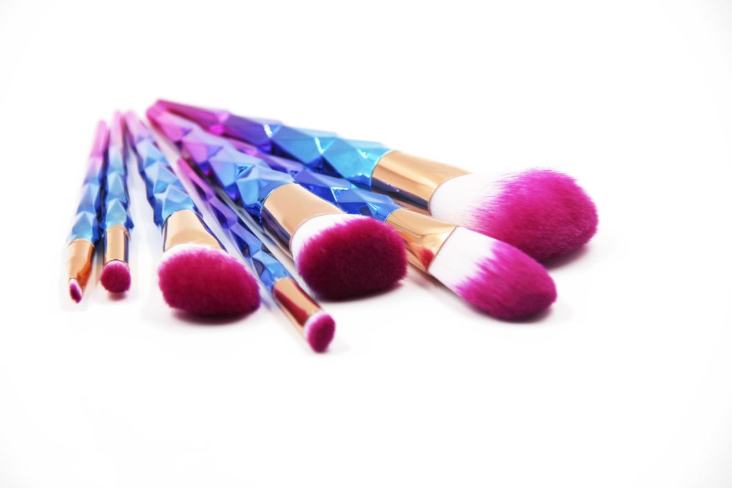 7 PCS Diamond Handle Professional Daily-Use Unicorn Hair Brush Tangle Brush Makeup Brush Set