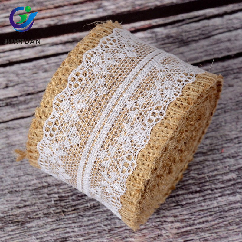 Natural Jute Lace Burlap Ribbon for Bow Ribbon DIY Decoration