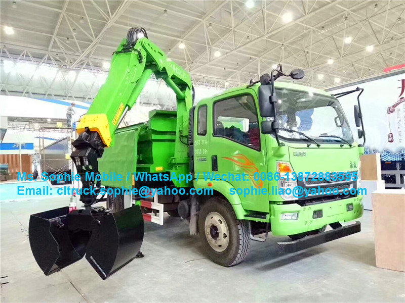 FAW 4X2 LHD Steering Type Dump Tipper Truck with Crane