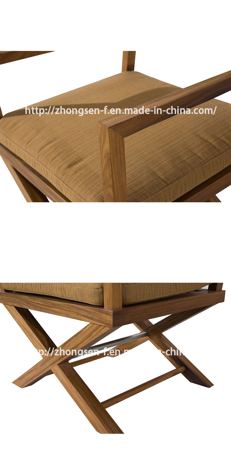 Hotel Solid Wood Furniture Manufacturers/Maker Custom Made Outdoor Leiture Chair Make of Teak and Fabric