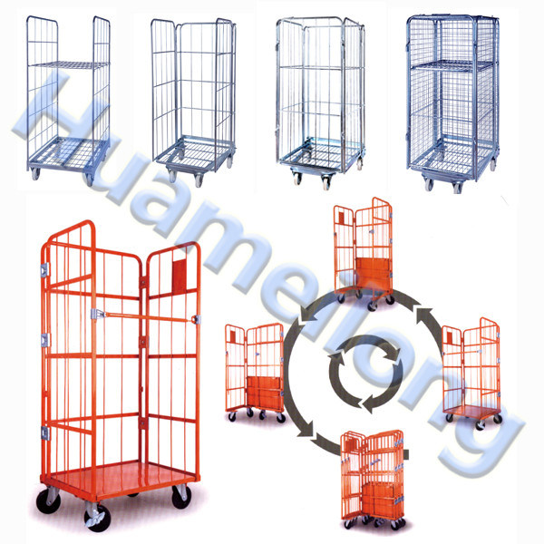 Japanese 4 Sides Large Warehouse Stackable Industrial Wire Mesh Trolley