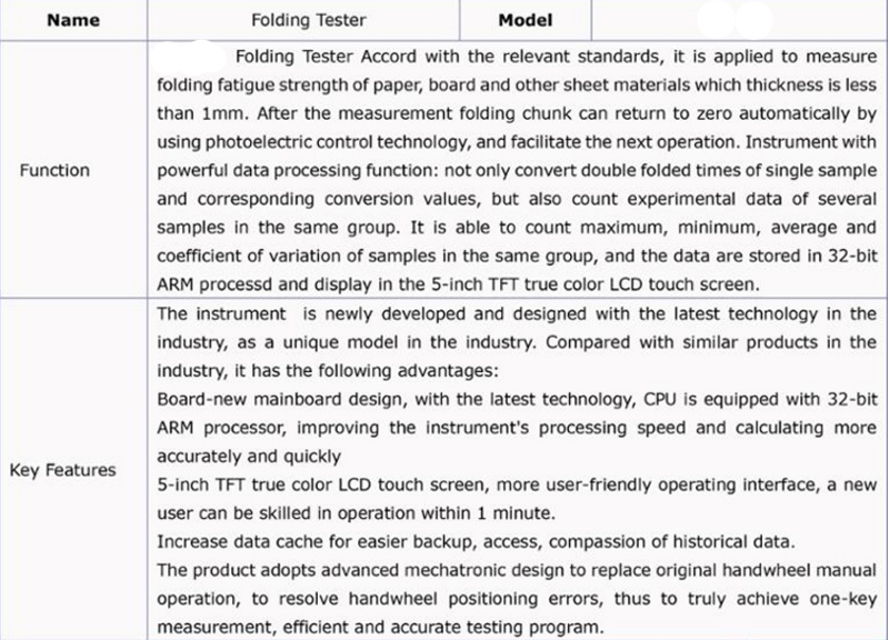 Paper Folding Endurance Testing Machine/Laboratory Instruments