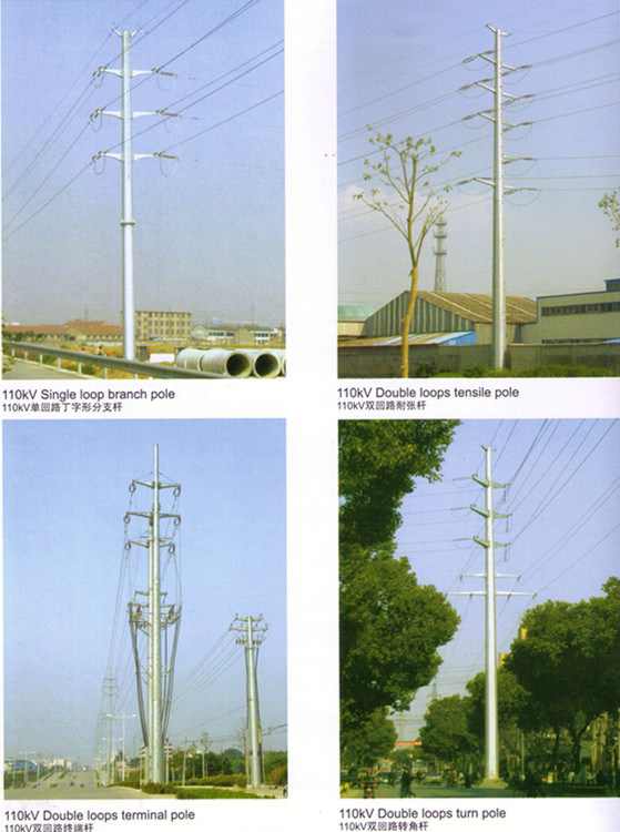 110kv HDG Transmission Line Steel Pole