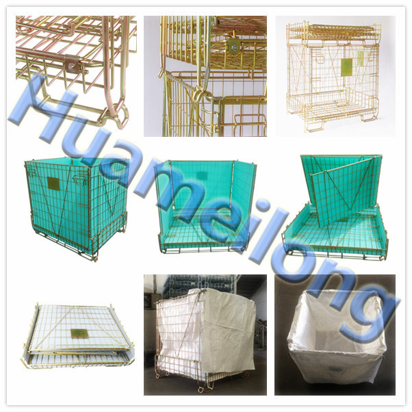 Industrial Stackable Folding Rolling Metal Wire Mesh Storage Cage