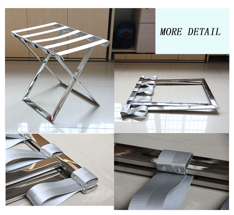 Customization Stainless Steel Folding Flat Tube Luggage Rack for Hotel