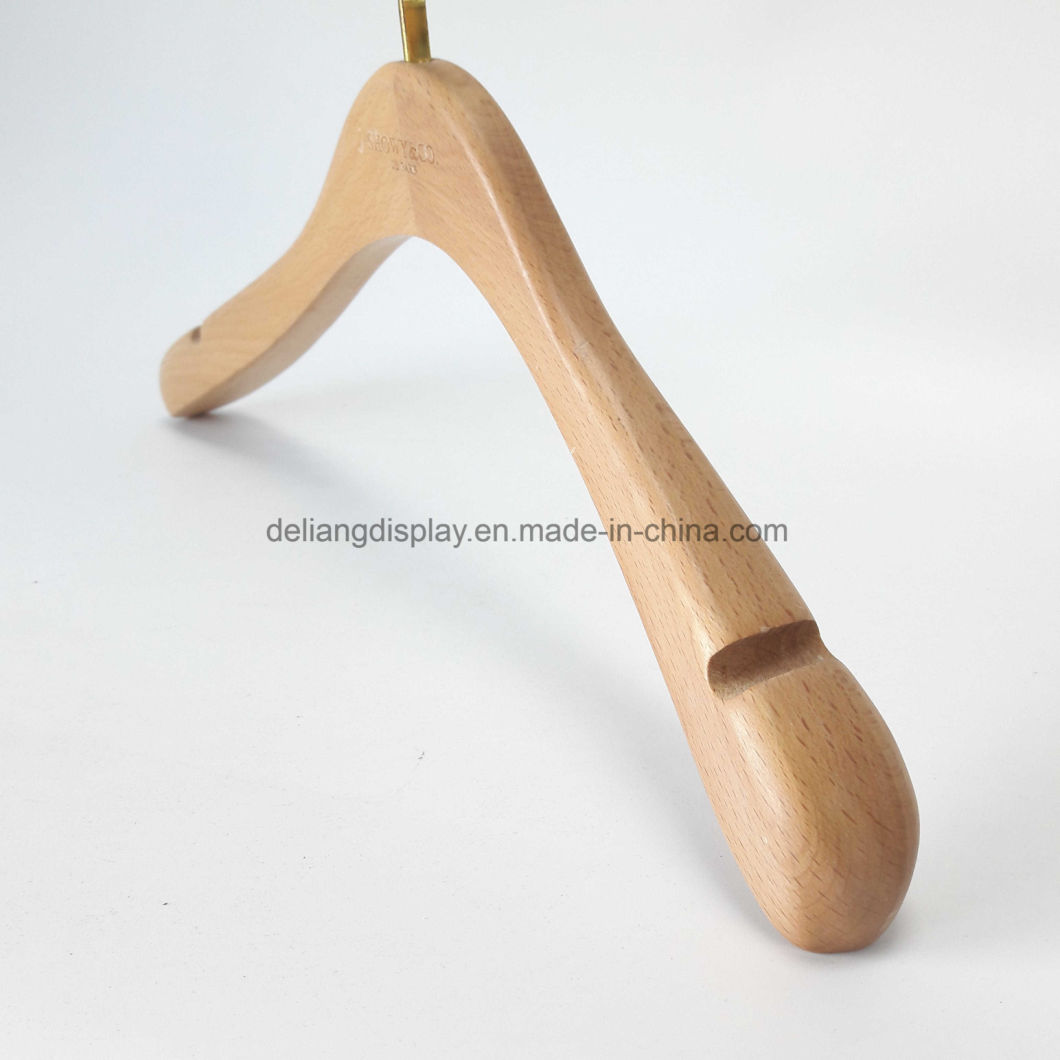 Beech Wood Hanger in Natural Wood Color with Metal Hook