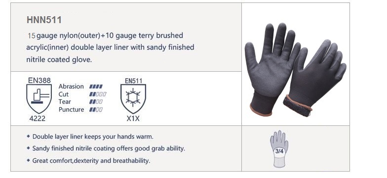 Nitrile Dipped Soft Winter Work Glove with Acrylic Fleece Double Liner