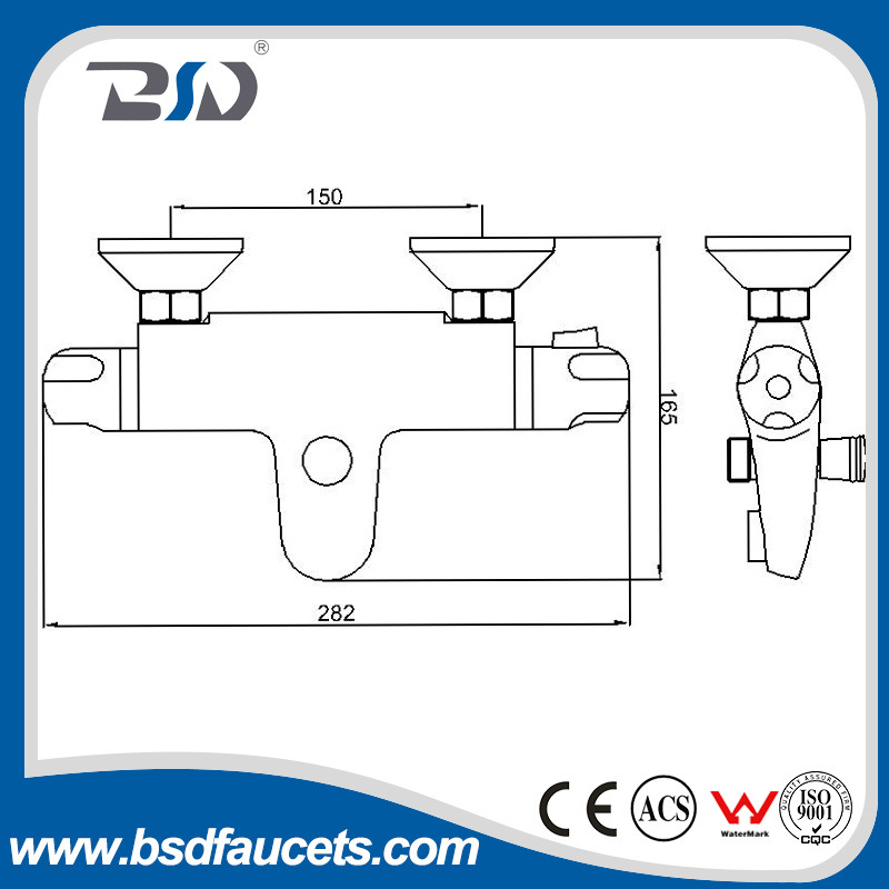 Brass Chrome Bathtub Faucet Wall Mounted Bathroom Mixer Thermostatic Tap