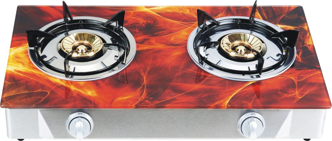 High Quality 2 Burners Tempered Glass Top China Gas Stove