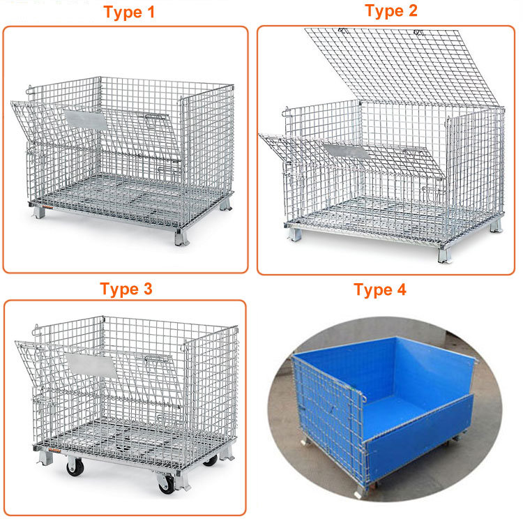 Folding Wire Metal Bin Storage Cage Container