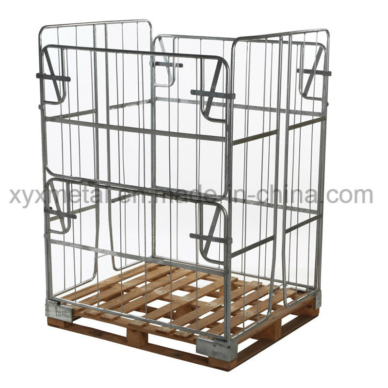 Warehouse Storage Container Collapsible Steel Wire Mesh Cage for Pallet