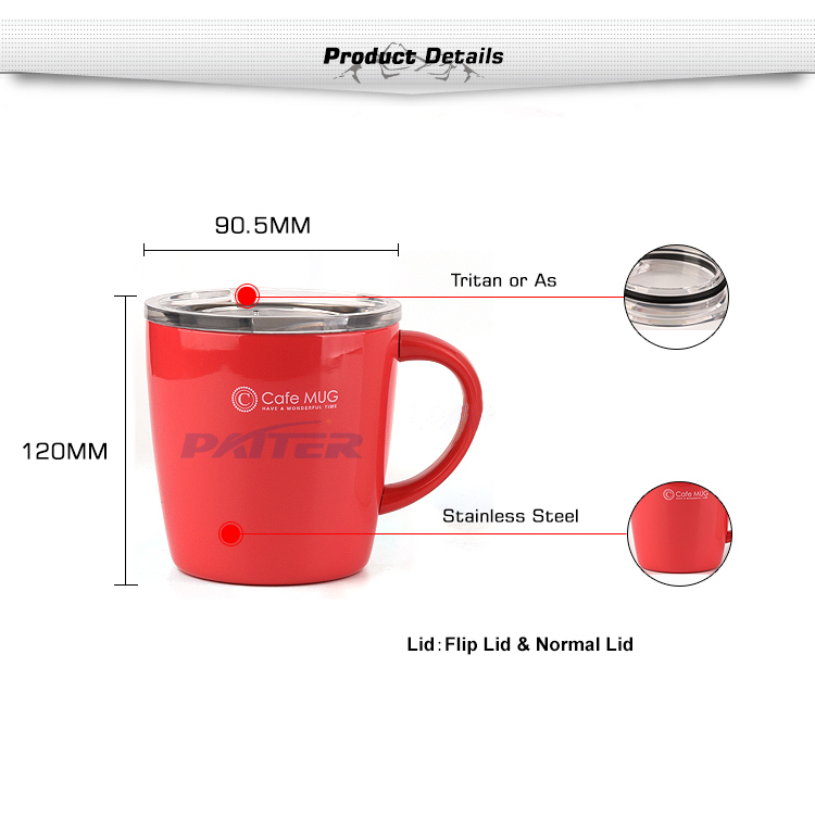Customized Color Stainless Steel Coffee Mug with Clear Lid