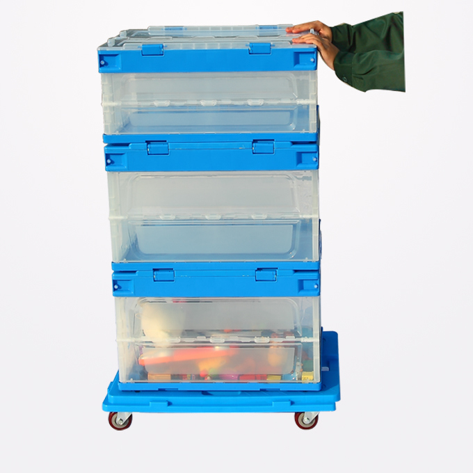 Plastic Foldable Transparent Storage Box Clear Crate with Lid