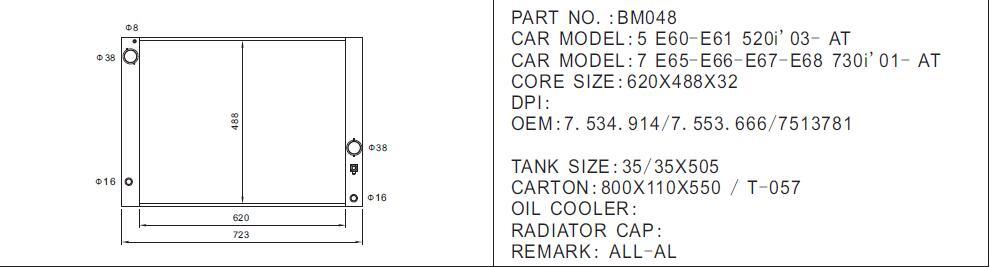 OEM Quality Auto Parts Aluminum Radiator for BMW 5 E60 E61 520I 7 E65 E66 E67 E68 730I