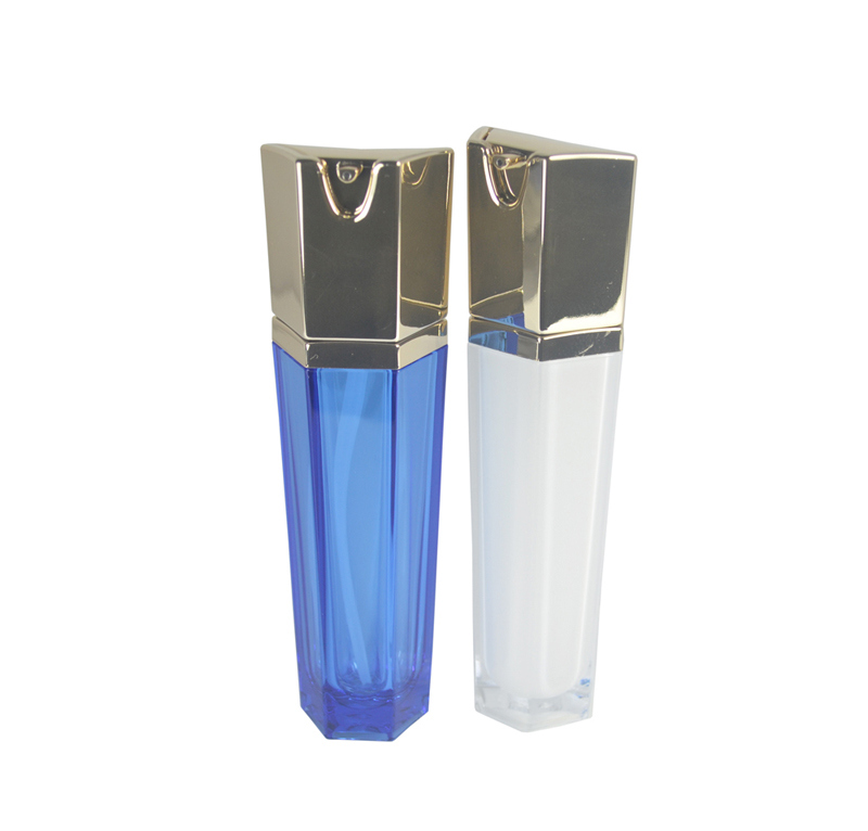 Cosmetic Hexagon Shape Acrylic Lotion Bottle with Pump