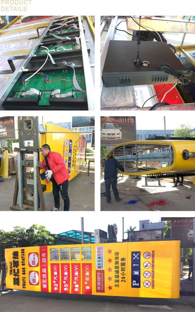 Stainless Steel Pylon Sign Steel Tube Signage Maker Prefab Gas Station