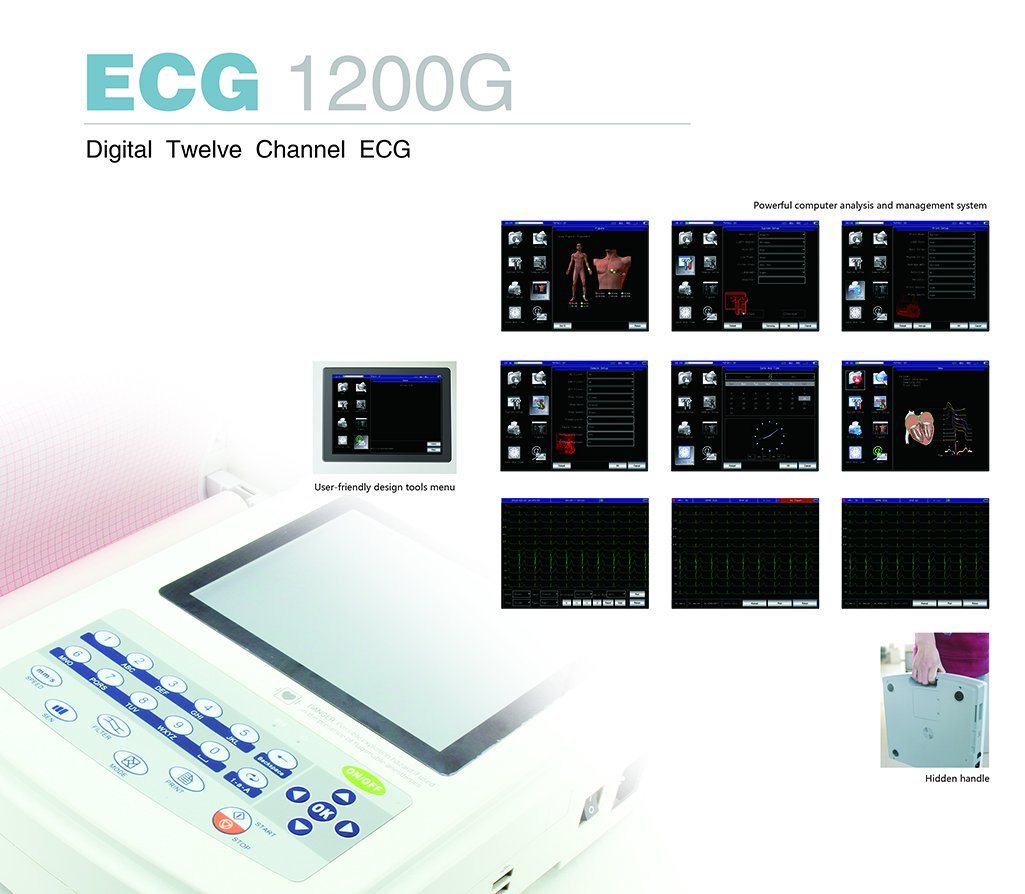 Contec ECG1200g 12 Channel 12 Lead Digital ECG EKG Machine