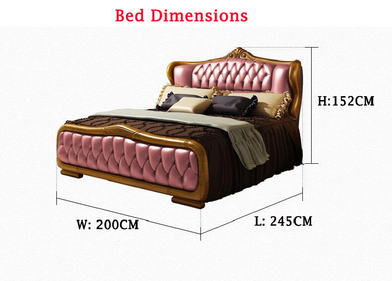 2018 Italian Style Solid Wood Leather Bed for Bedroom (HC630)