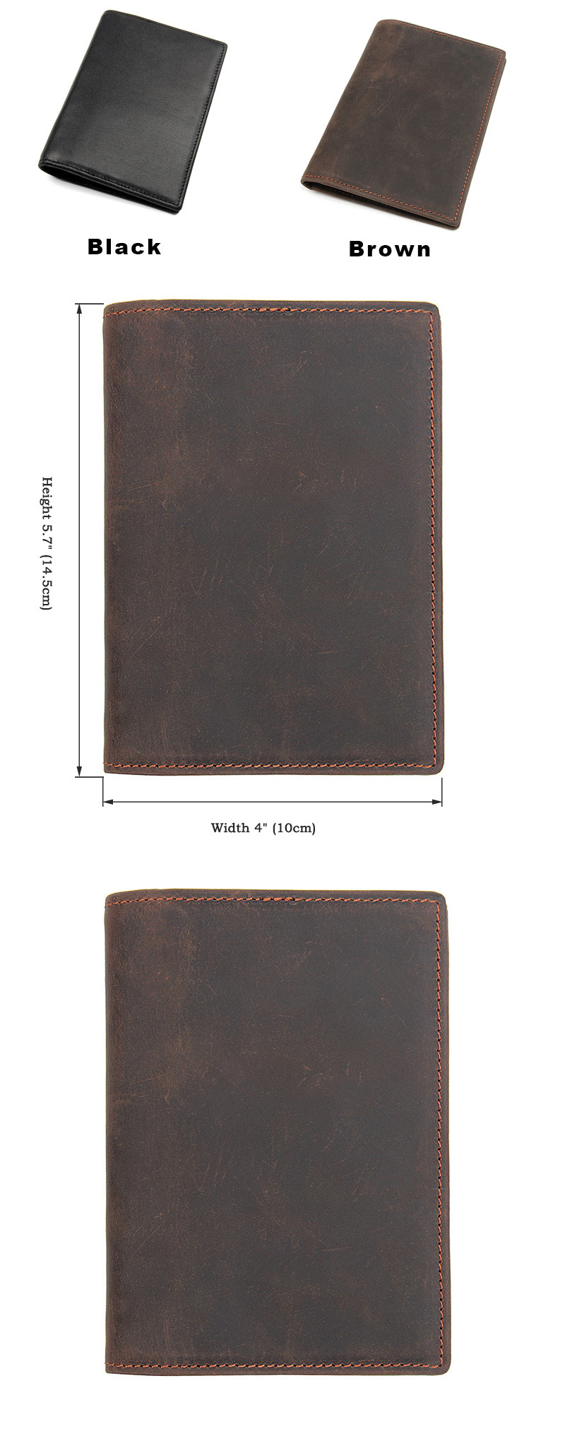 Cheap Price OEM Design Vintage Brown Crazy Horse Leather Passport Holder Passport Cover