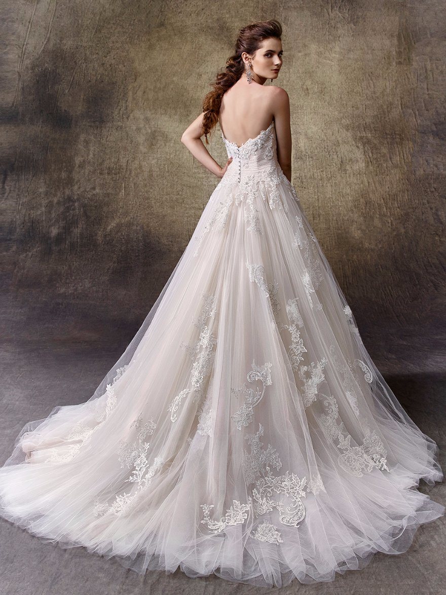 Strapless Lace Ball Bridal Wedding Dress