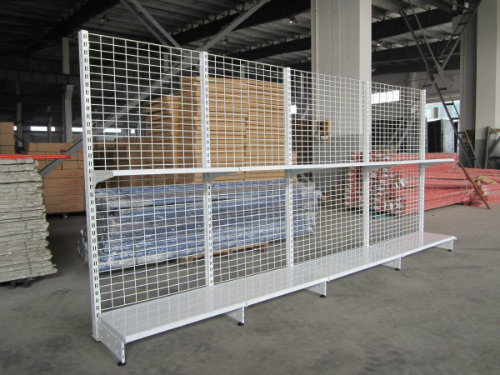 Spanish Style Steel Wire Back Gondola Supermarket Shelving Display Shelves