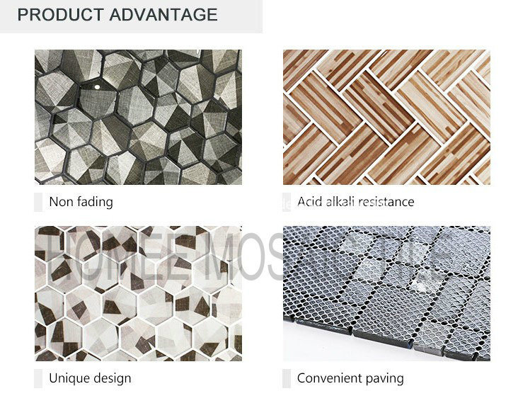 Popular Europe Design Inkjet Glazed Cement Look Glass Mosaic Tile