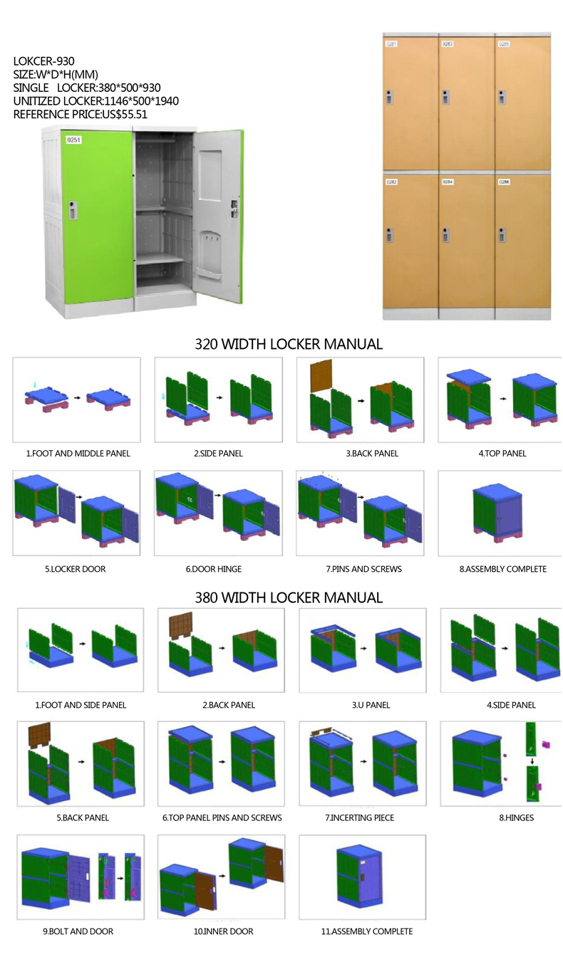 ABS Plastic Cash Metal Steel Cabinet Clothes Locker