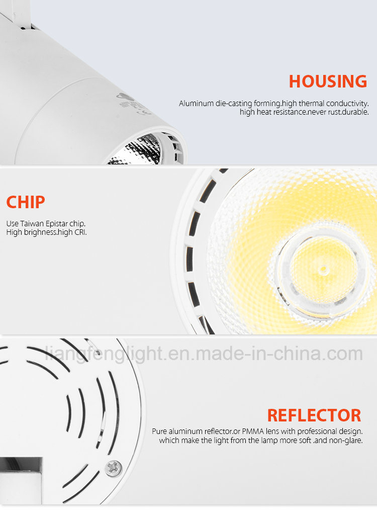 4 / 3 / 2 Wires Commercial Spot Lighting 10W 20W 30W COB LED Track Light