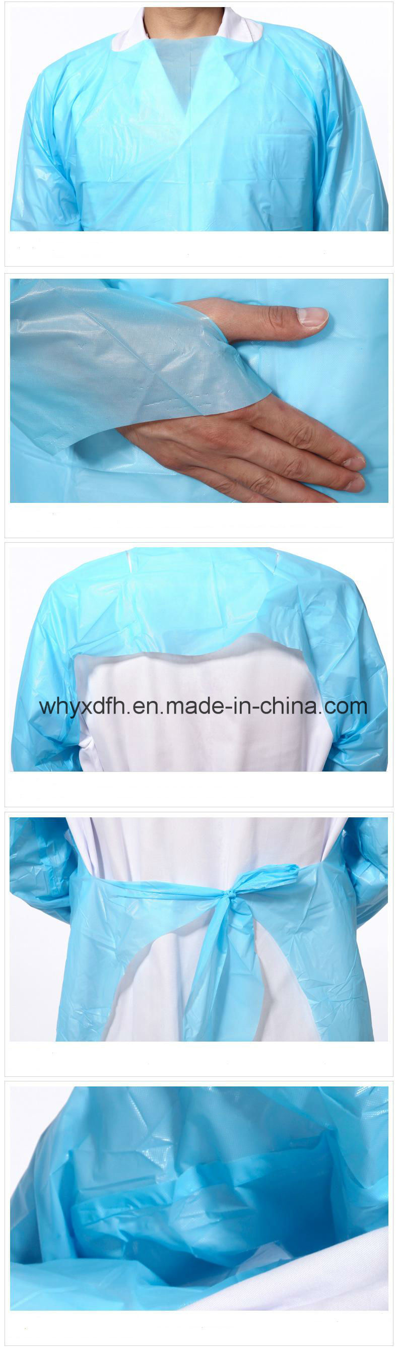 Hospital Impervious yellow/blue/SMS/PP/NONWOVEN Protective Medical, surgical Gown, Visitor/Exam/Patient Gown, CPE isolation Gown, Disposable PE apron, CPE Gown