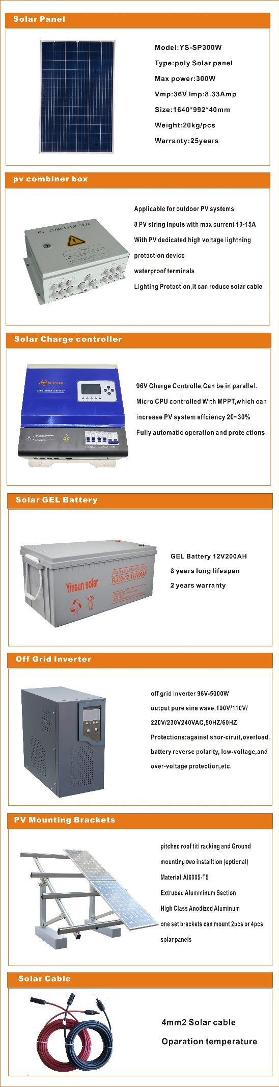 2000W off-Grid Solar Power System for Home Solar Energy PV System