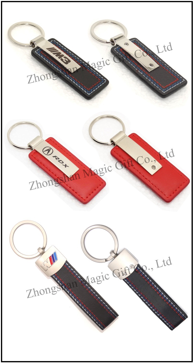 China Factory Make Metal Carabineer Leather Keychain