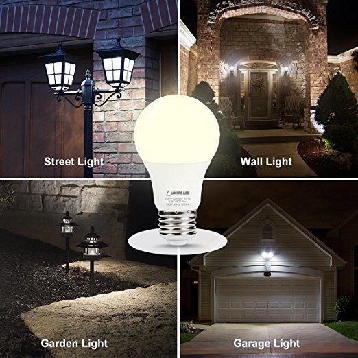 6W E26 Daylight 5000K LED Dawn to Dusk Sensor Light Bulb (Auto on/off) for Garage Hallway Garden Yard