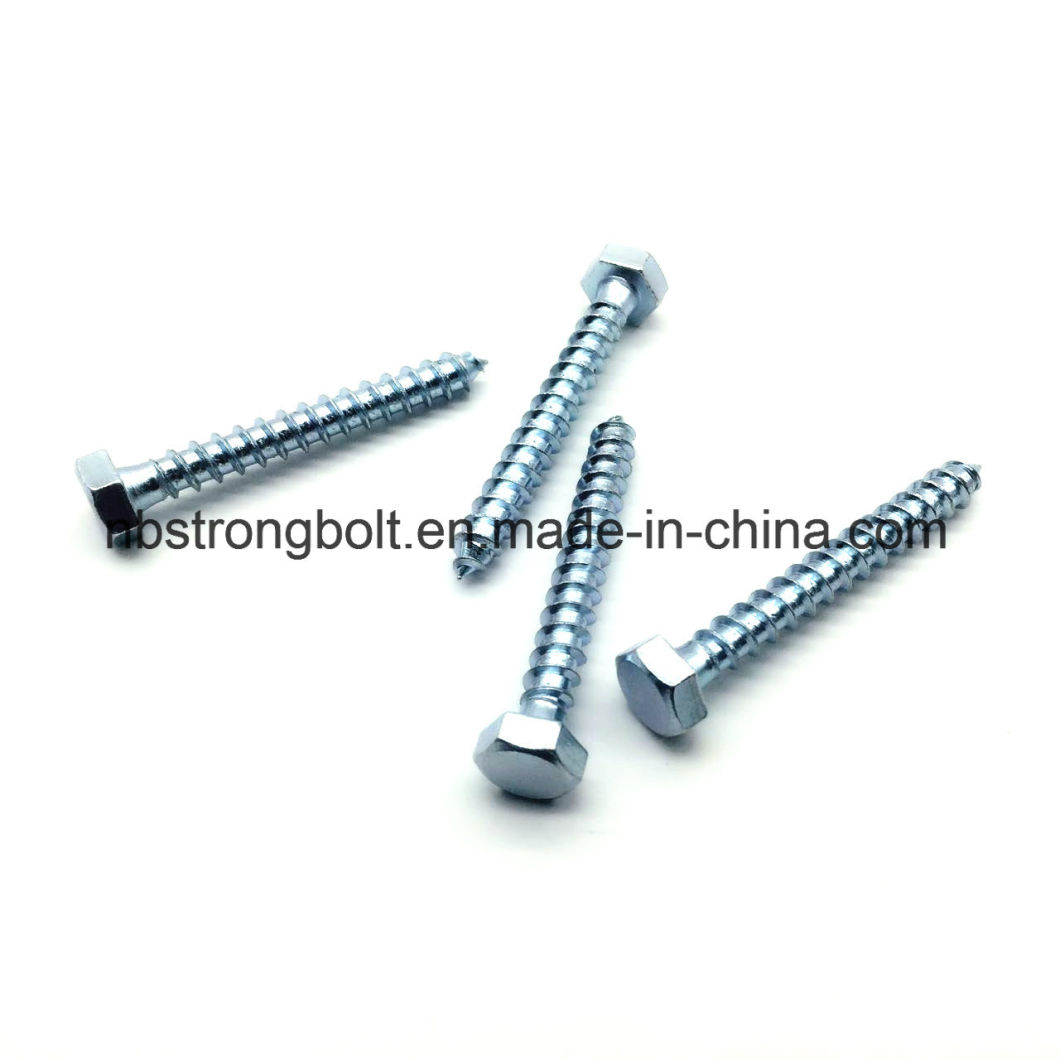 DIN571 Hex Head Lag Screws Hex Wood Screws M6X50 with Zinc Palted