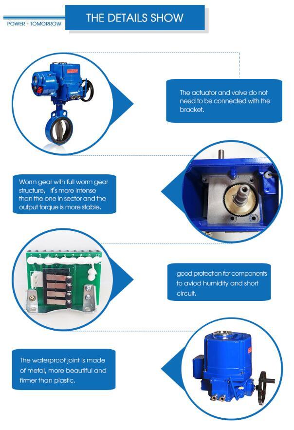 Qt Motorized Actuator 90 Degree Angle Electric Butterfly Valve