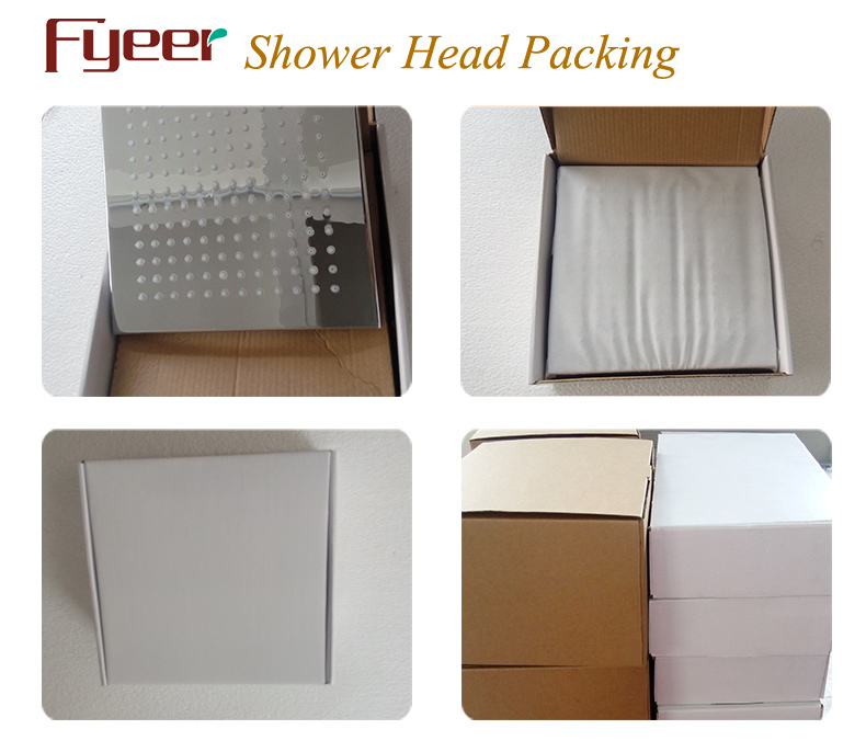 Fyeer Ultraslim 8 Inch Chrome Plated 304 Stainless Steel Shower Head LED Shower