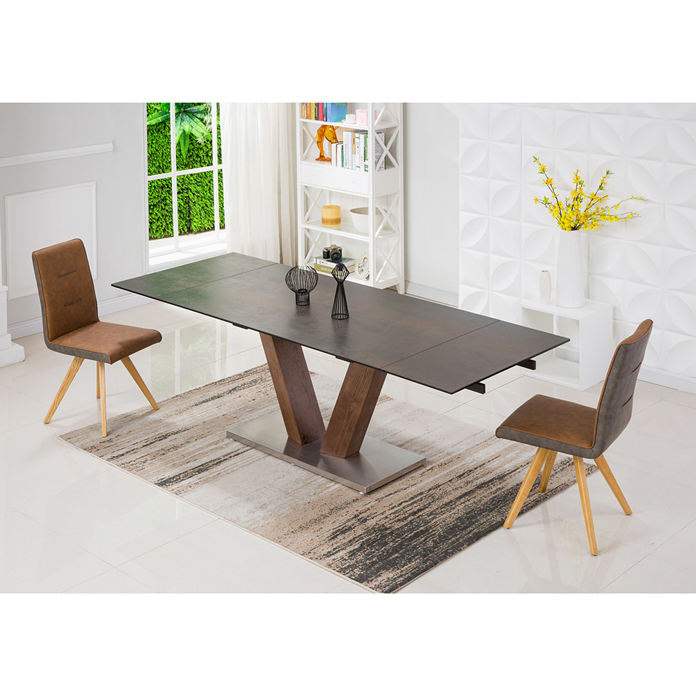 Rectangle Spain Ceramic Glass Wood Dining Table Living Room Furniture