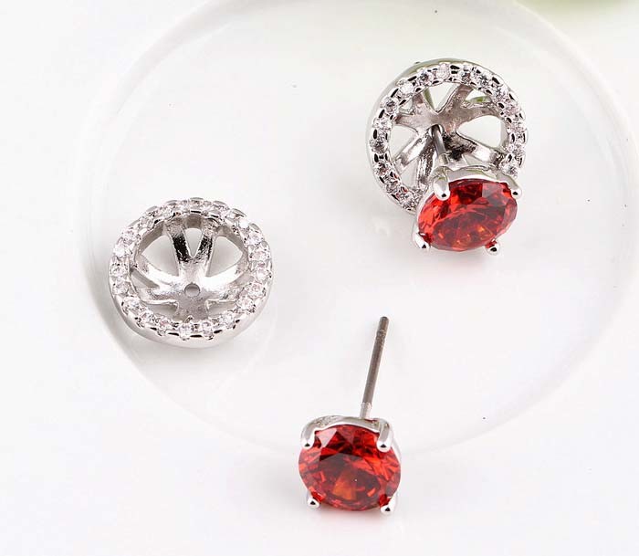 Stud Earrings for Women White Gold Plated CZ Diamond Jewelry